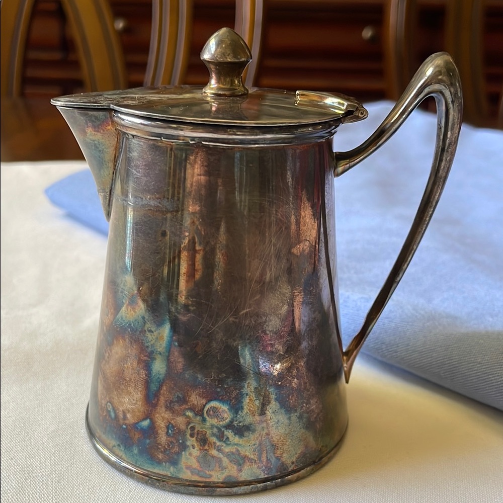Vintage nickel silver BRS Apollo Sheffield made in US creamer with lid